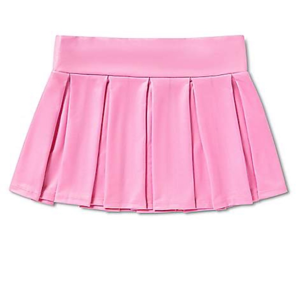 Pink Pleated Pleather Mini Skirt